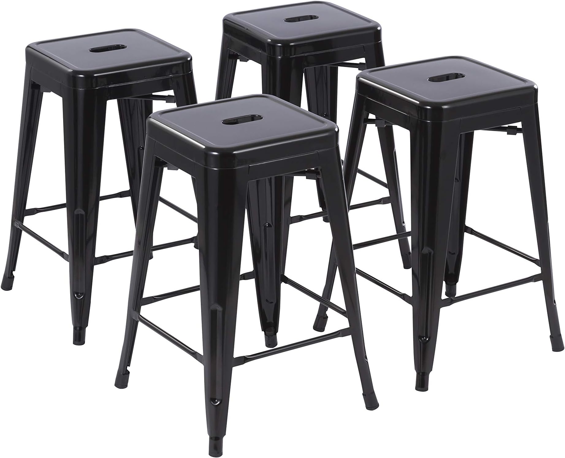 Duramex (TM) Set of 4 Black 24 Inch Counter Height Metal Bar Stools