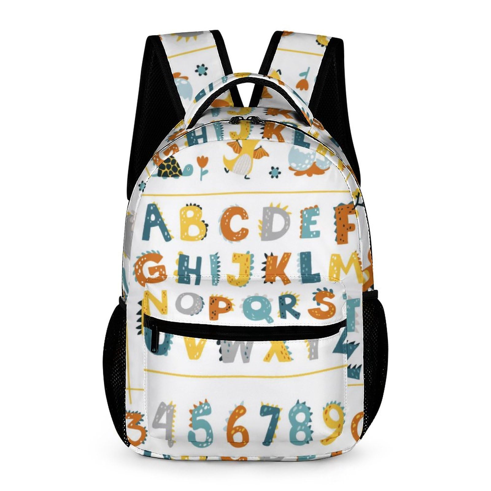 Niapessel Girls Alphabet And Numbers Dino Kids Backpack For School, Pattern Students Bookbags School Bags Boys, One Size, Classic