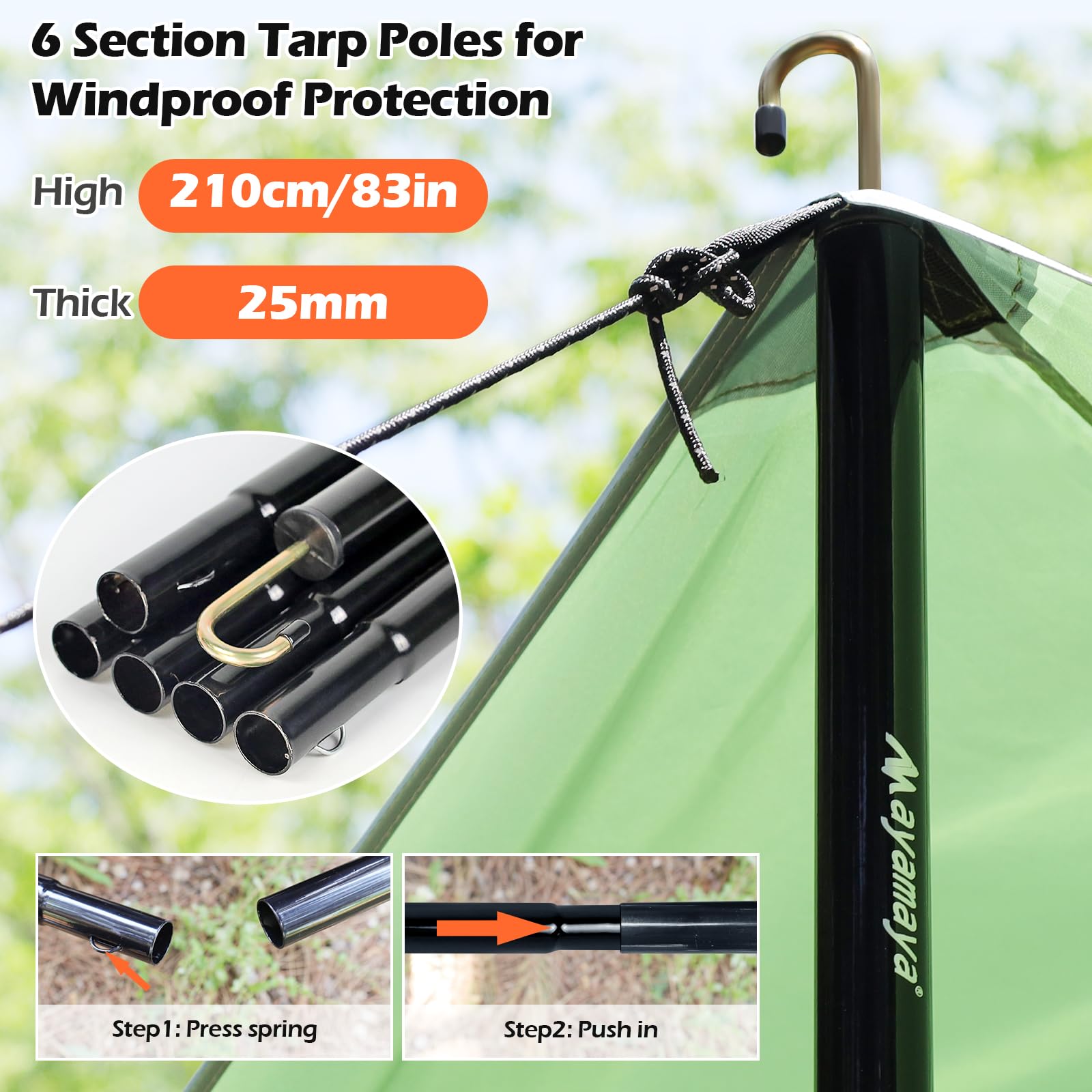 Tarp mit Stangen Zeltplane Wasserdicht, Tarp 3x4,5m Zeltplane Wasserdicht mit Ösen Camping Plane Sonnensegel Shelter für Camping Hängematte Wandern Picknick Reisen Outdoor Aktivitäten Terrassen