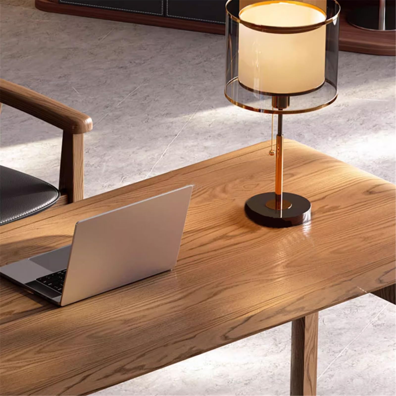 Scrivania per computer Scrivania for ufficio con spazio di archiviazione e prese ricarica, moderna postazione lavoro mobiletto, noce(Beige,M)