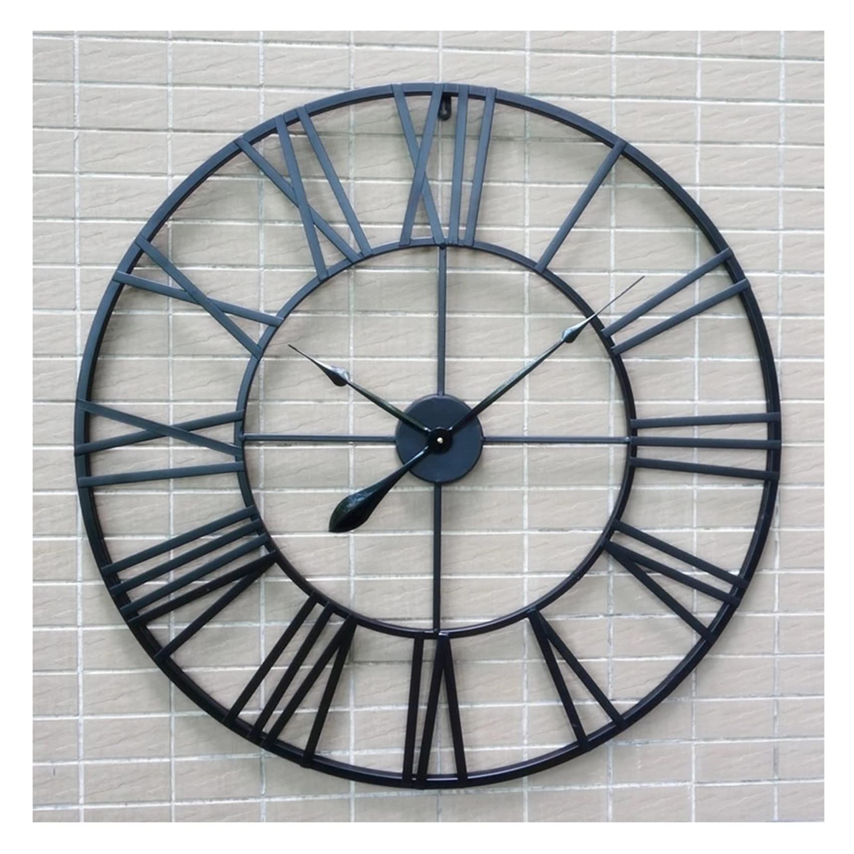 ZXCVB Reloj de Pared Grande 3D de 40/47/60/80cm, Reloj de Pared de Metal Hueco Redondo Retro, Reloj de números silencioso Moderno, decoración de jardín Interior y Exterior para el hogar,Negro,60cm