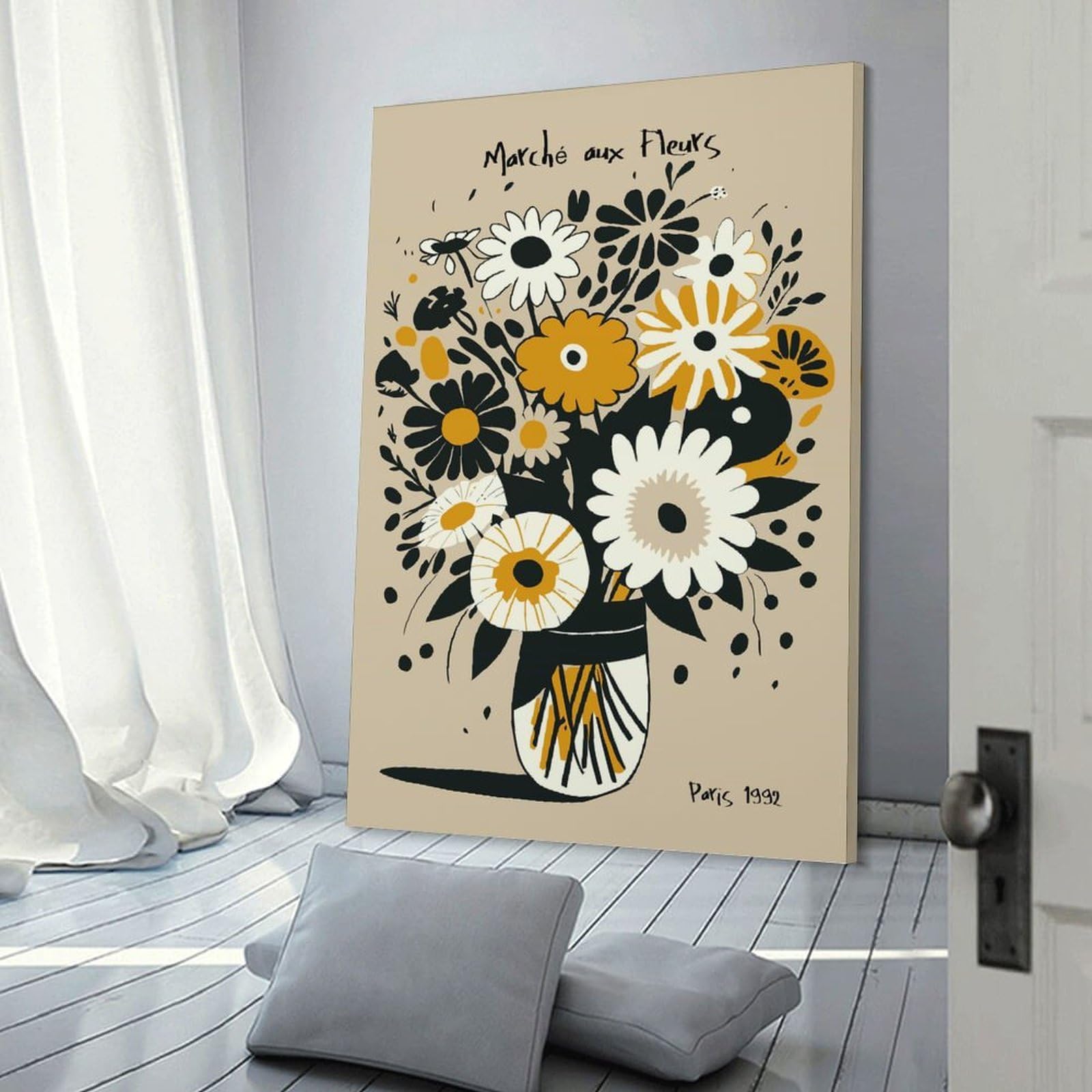Junmoney Canvas Art Print March Aux Fleurs Paris, 08x12inch(20x30cm), for Small Homes, Bedrooms Or Open Spaces, A Simple Refresh for Blank Walls