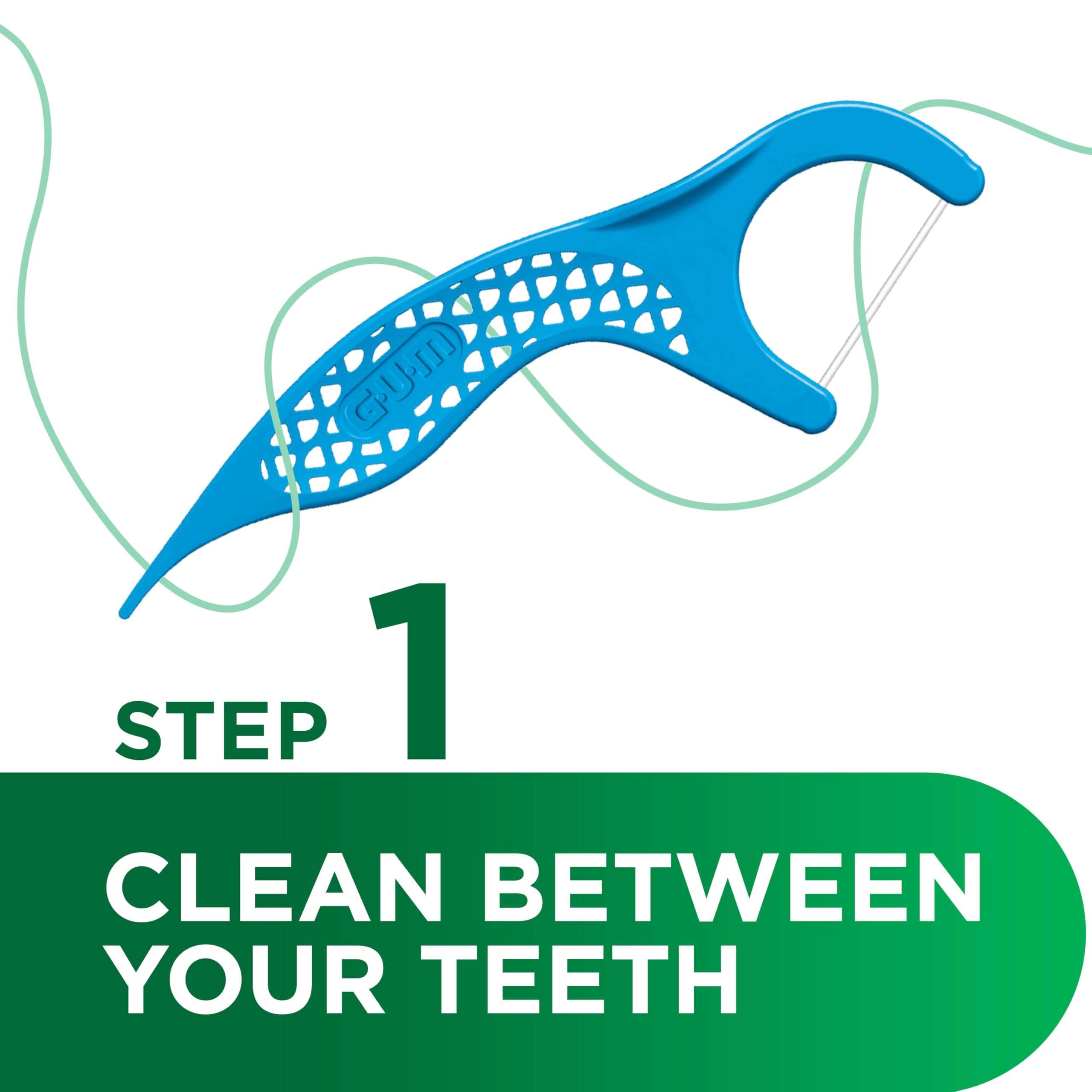 GUM® EASY-FLOSSERS | Porte-fil dentaire | Élimine la plaque dentaire et les résidus alimentaires entre les dents | Recouvert de fluor et de vitamine E | 3x90 porte-fils