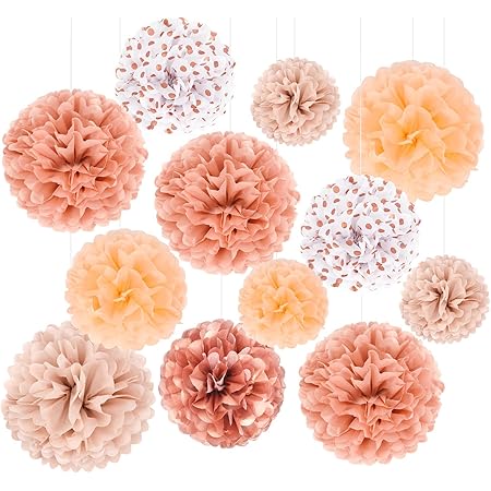 12 Pompons Papier De Soie 30 Cm - Décoration Mariage, Fête, Suspension - Multicolores Et Réutilisables