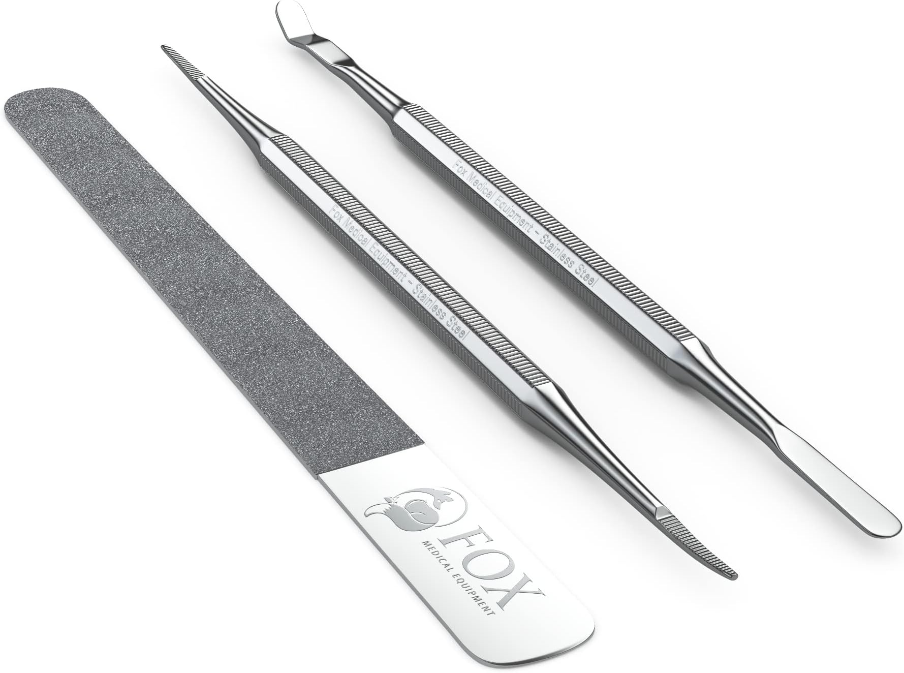 Fox Medical Equipment Ingrown Toenail Treatment Kit โ Diamond File & Professional Toenail Lifter Tool โ Surgical Stainless Steel Set for Pain-Free Relief, Precision Pedicure & Safe Nail Care