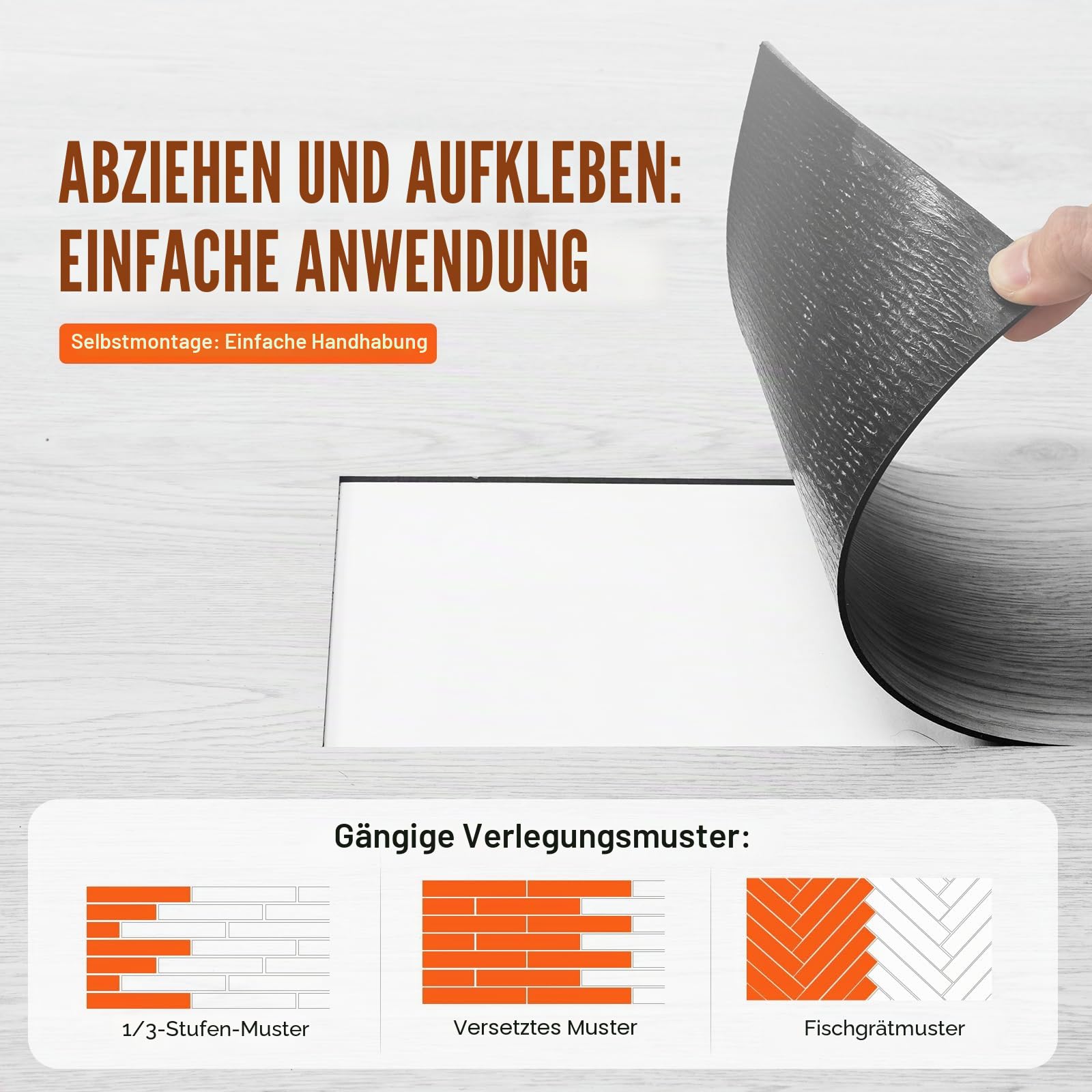 VEVOR Selbstklebende Vinyl-Bodenfliesen, 91,4 x 15,2 cm, 36 Fliesen, 2,5 mm dick, zum Abziehen und Aufkleben, hellgraue Holzmaserung, DIY-Bodenbelag für Küche, Esszimmer, Schlafzimmer und Badezimmer