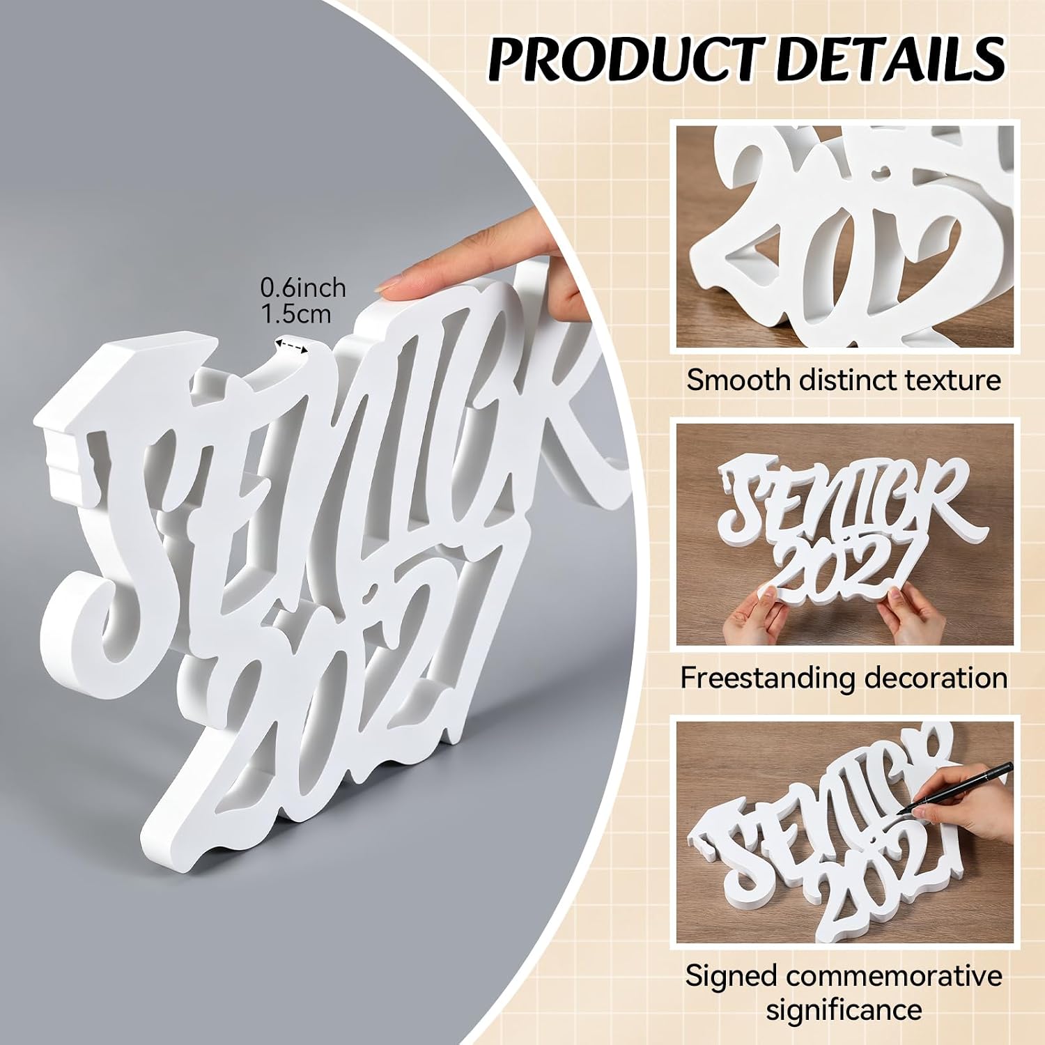 Amyhill Senior 2027 Sign Graduation Decorations Class of 2027 Photo Booth Props for Photoshoot, Graduation Table Centerpieces Senior 2027 Letter Sign for Grad Party Supplies