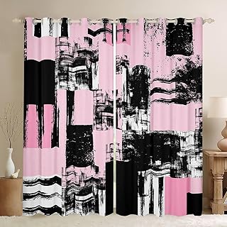 Erosebridal Pink Ombre Curtains Abstract Art Window Curtain Tie-Dye Prin...