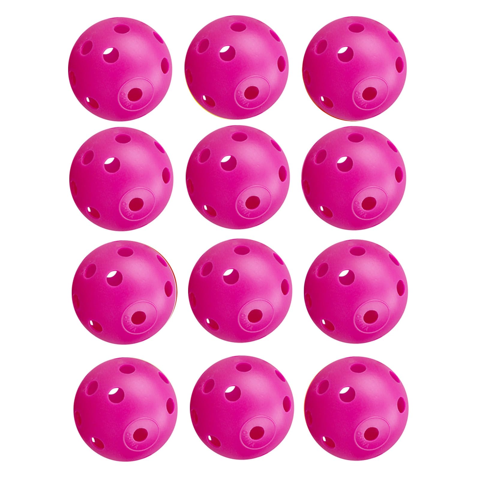 ENERKEEN Low Noise No Bells Cat Ball Toy, 12Pcs Hot Pink Plastic Golf Balls with Holes, Funny Interactive Cat Toys for Bored Indoor Cats,Cute Kitten Kitty Toys(1.65")