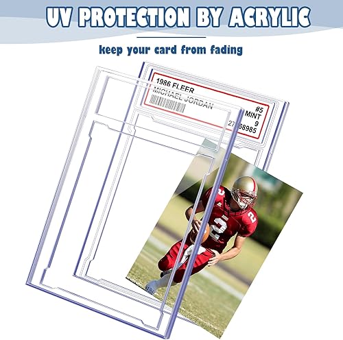 Miniatura 3 de 100 fundas para tarjetas intercambiables, protectores de tarjetas de béisbol graduados de acrílico con posición de etiqueta para YuGiOh, MTG y