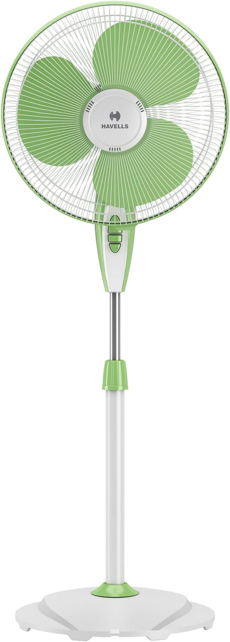 Havells Gatik Neo 400mm Oscillating Pedestal Fan | Upto 2 hours timer, auto OFF, Elegant look, 4 speed control | High Air Delivery | Aesthetic Design, Telescopic Arrangement | (Pack of 1, White Green)