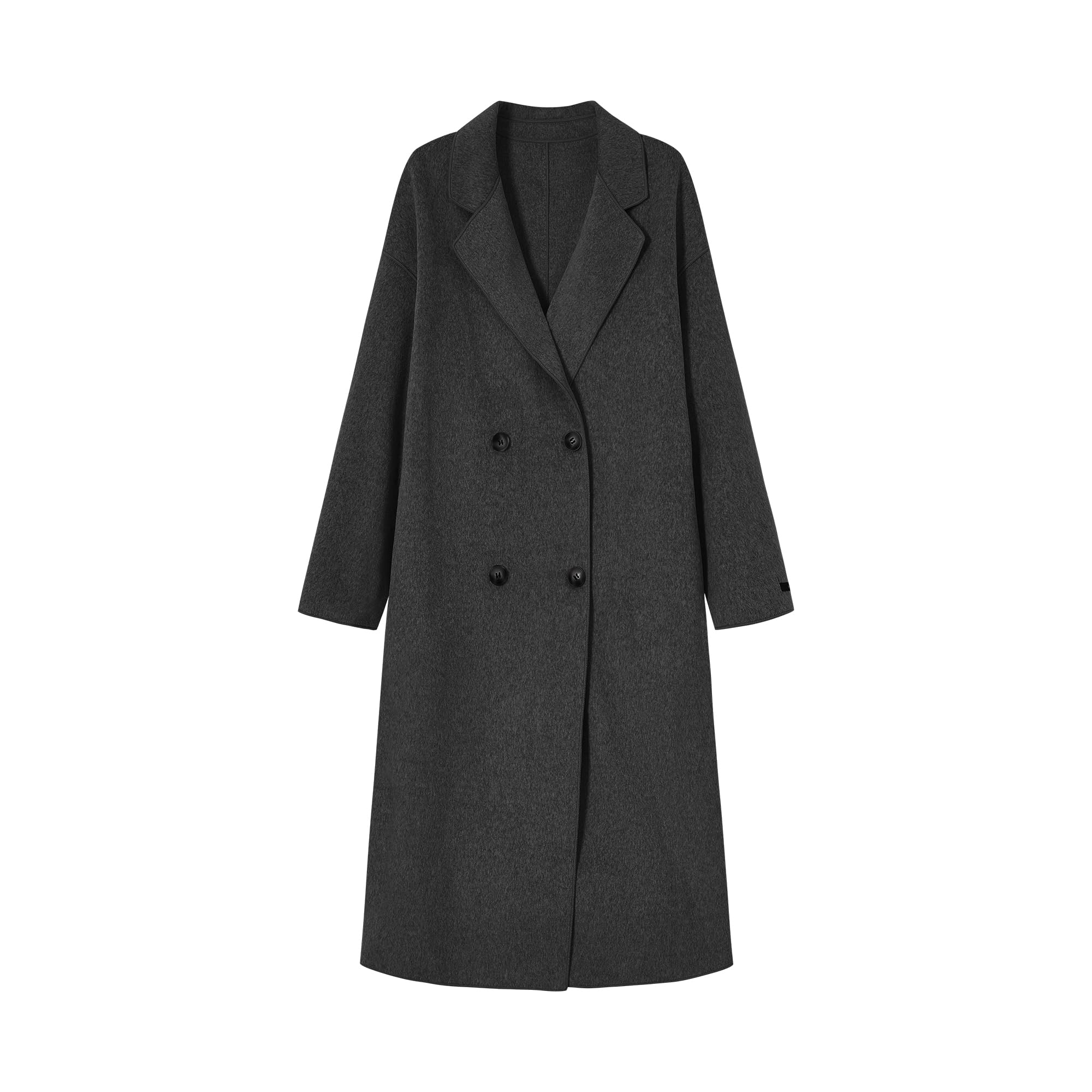 eleitchtee Women's Chester Coat, Winter, Large Size, Long Length, Loose, Thick, Simple, Black, Body Cover, Stylish, Going Out-picture-10