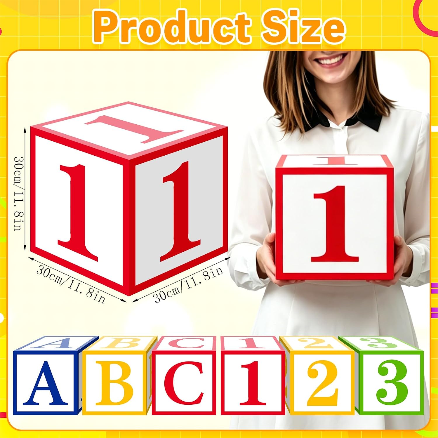 Back to School Balloon Boxes Decoration, 6 Pcs | ABC and 123 Friends Street Balloon Boxes Alphabet 123 Blocks Boxs for First Day of School Baby Shower Story Party Décor