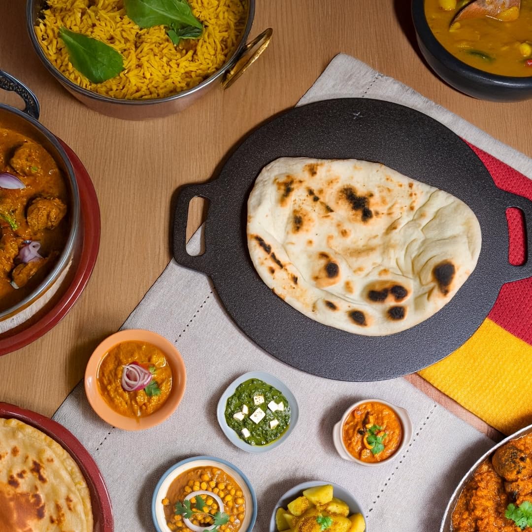 Żeliwna patelnia Dosa z nieprzywierającymi narzędziami do naleśników, Comal do tortilli, patelnia do pizzy - idealna do robienia indyjskich dosa