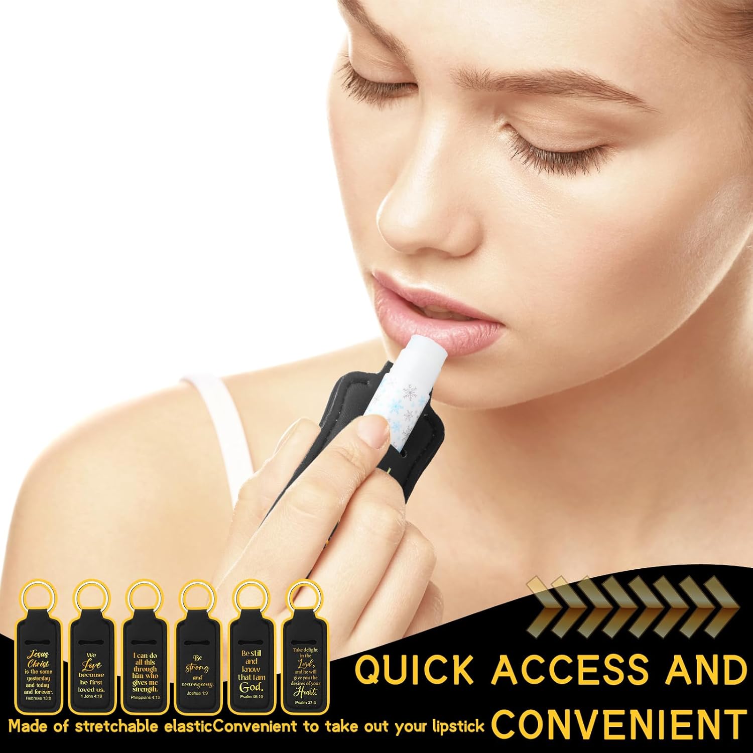 72 Pcs Christian Bible Lipstick Holder Key Chain Lip Balm Holder Gift Bulk with Metal Ring Lipstick Lip Gloss Pouch Religious Party Bible Inspiration Gift for Women Man Church(Classic) - Image 4