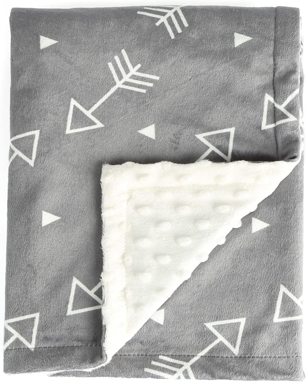 Boritar Baby Blanket Super Soft Minky With Double Layer Dotted Backing, Little Grey Arrows Printed 30"x40"