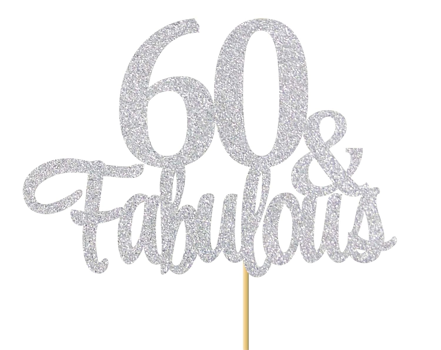 SVM CRAFT® Silver Glitter 60 & Fabulous cake topper 60 Anniversary