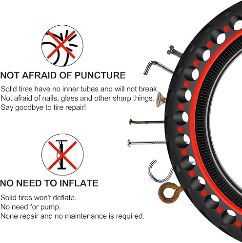 Miniatura 3 de BANGTING 2PCS 8.5x2 inches Solid Tires for Electric Scooter, 8 1/2 x2 Tire for Gotrax GXL V2 / XR/APEX, 50/75-6.1 Tire Replacement for Xiaomi Pro 2