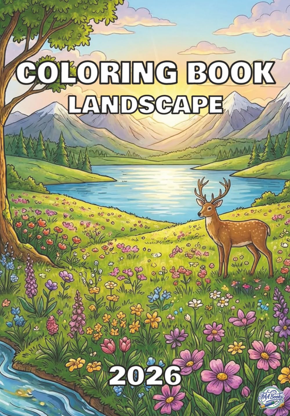 Landscape Coloring Book: Coloring Book for Nature Lovers, Single-Sided Pages, 30+ Landscape, 80 Pages, 7x10 Inches