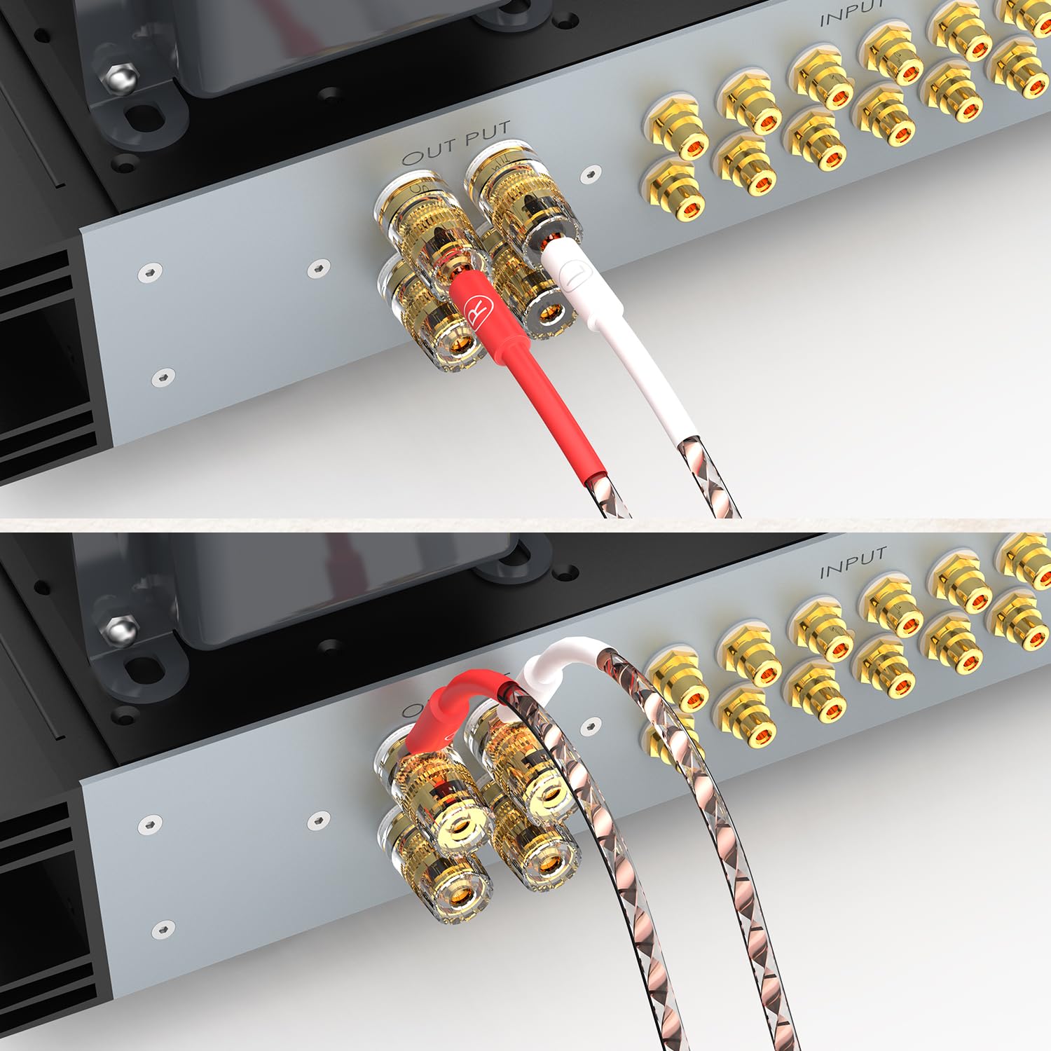 Tertullus 1 Paar High-End HiFi Lautsprecherkabel 2m VS903 Flaches OFC-Kupfer 17AWG(1.0 mm²) verdrillt massiv HiFi Dynamisches Lautsprecherkabel mit Bananenstecker Kabelschuhe