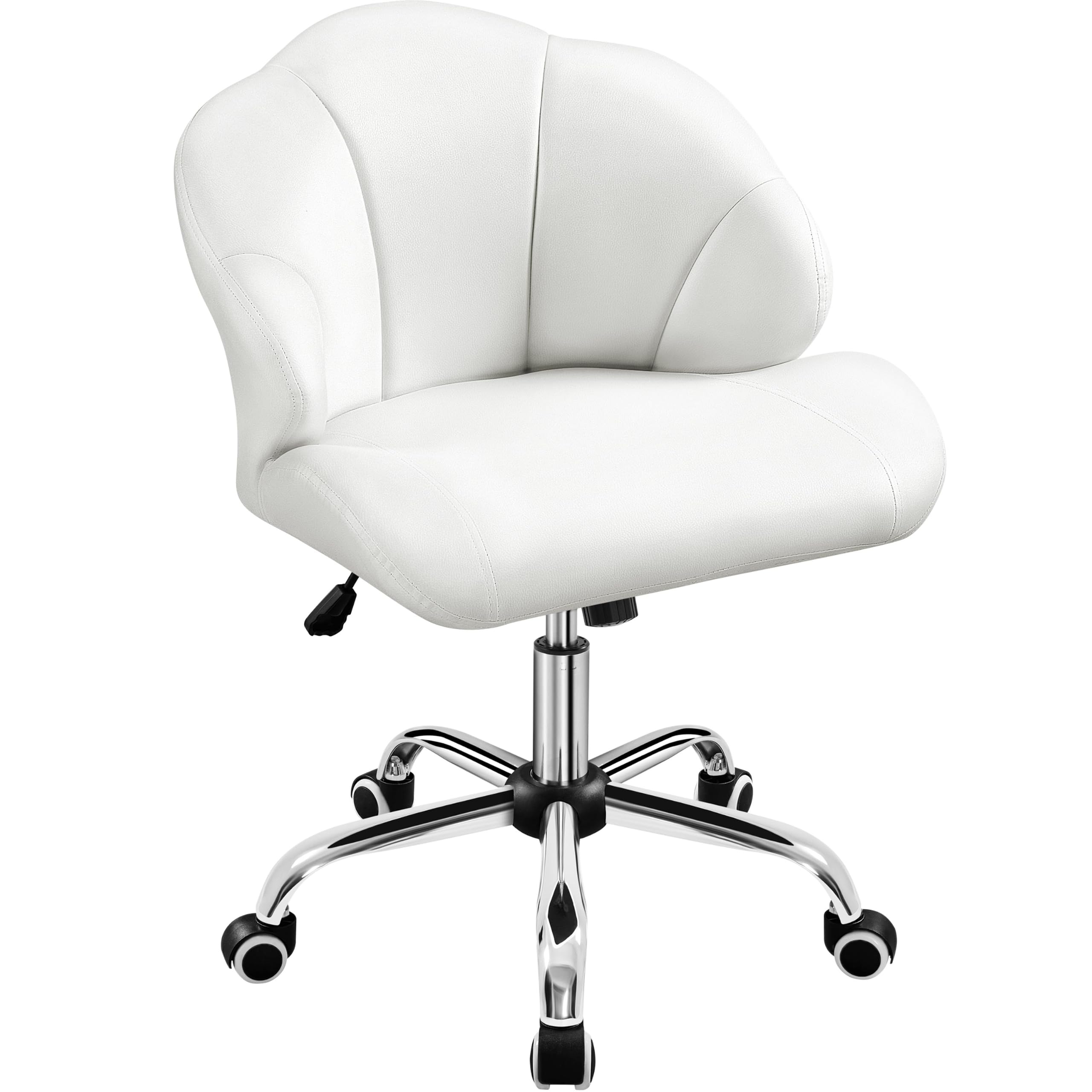 Yaheetech PU Leather Chair Shell Back Height Adjustable Swivel Desk White