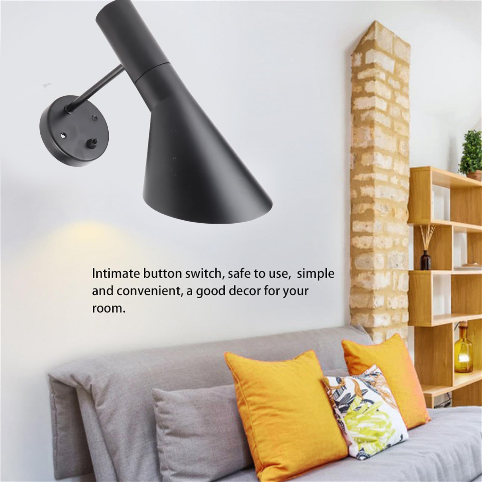 E27 Regulowana ścienna Nowoczesny Design Lampka Nocna do Salonu Sypialnia Cafe Żelazny Czarny Klosz 5,1 Cala