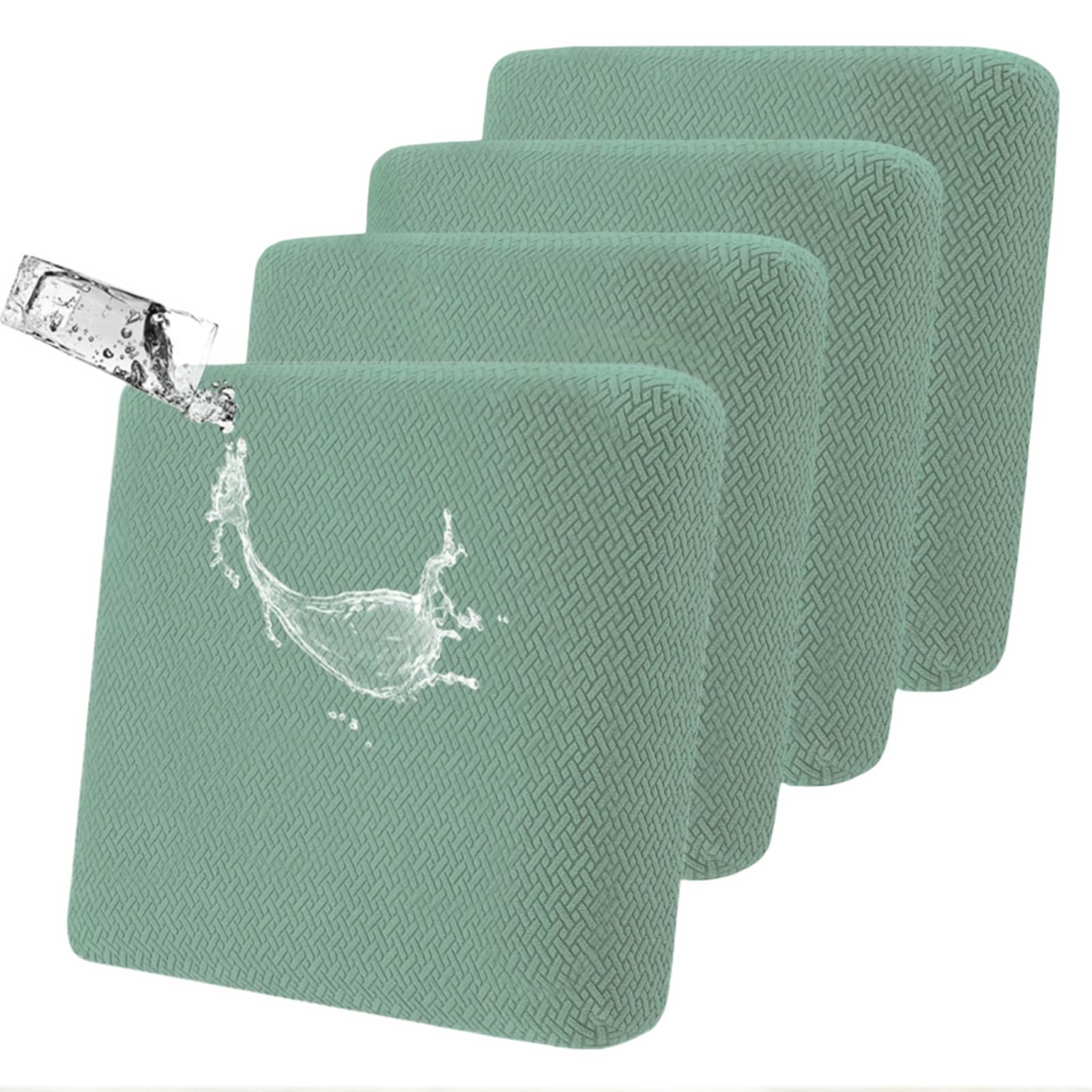 SHANNA Sofa Seat Cushion Slipcovers: 4Pcs Modern Non-Slip Sofa Cushion Cover Waterproof Furniture Cushion Cover Patio Furniture Chair Cushion Slip Covers Replacement (Bean Green)