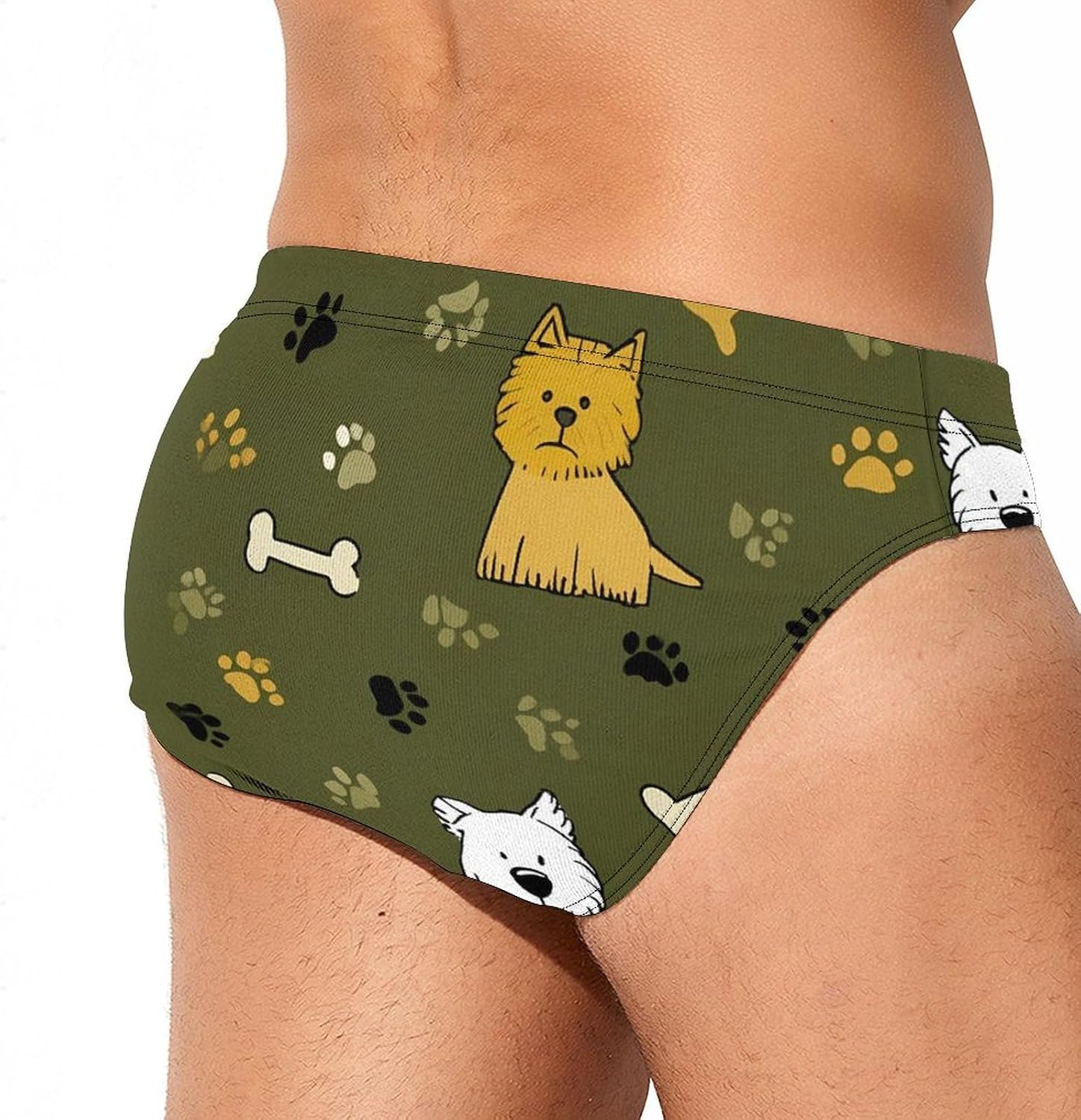 West Highland Terrier Dog Paw Men's Swimwear Bikini Swimming Briefs Stretchy Swimsuits Board Surf Shorts Trunks