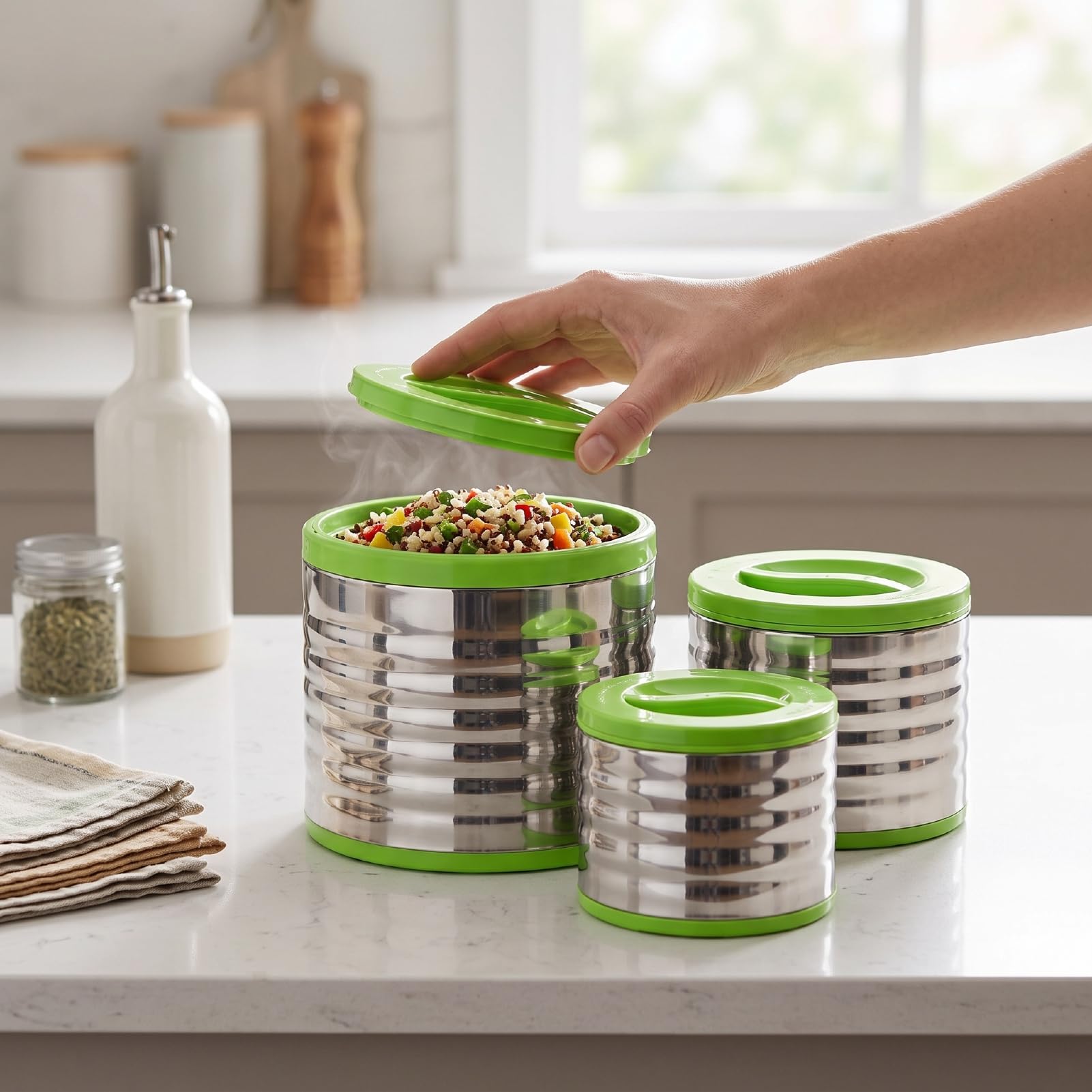 banapoy Ensemble Pots Alimentaires Isolés 3Pcs, Double Couche