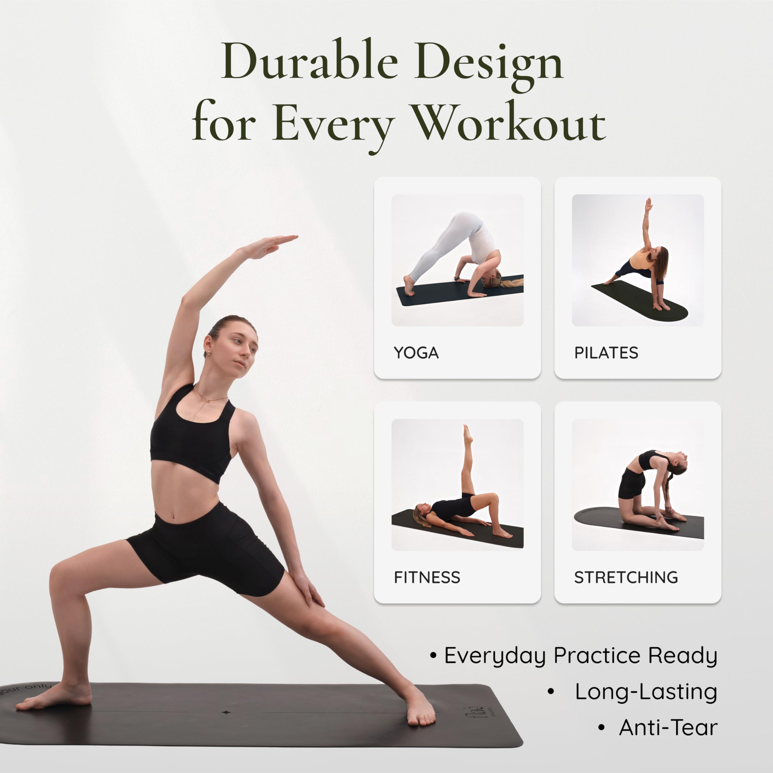 Yogamatte aus Naturkautschuk für Heimtraining, umweltfreundlich, rutschfest, mit Tragegurt, ideal für Yoga, Pilates und Bodenübungen