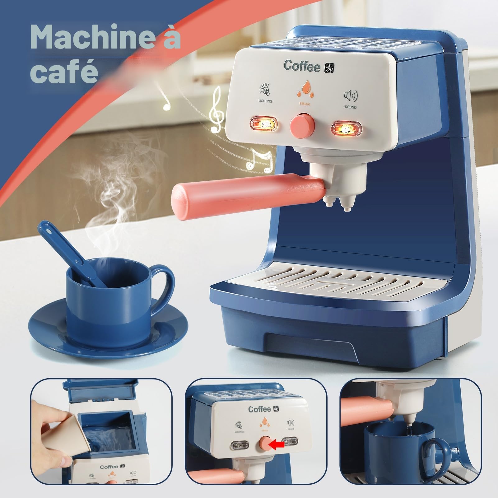 Accessoire Cuisine Enfant - Set Petit-Déjeuner avec Cafetière, Mixer, Blender, Grille-Pain et Autres Jouets pour Enfants à Partir de 3 à 8 Ans