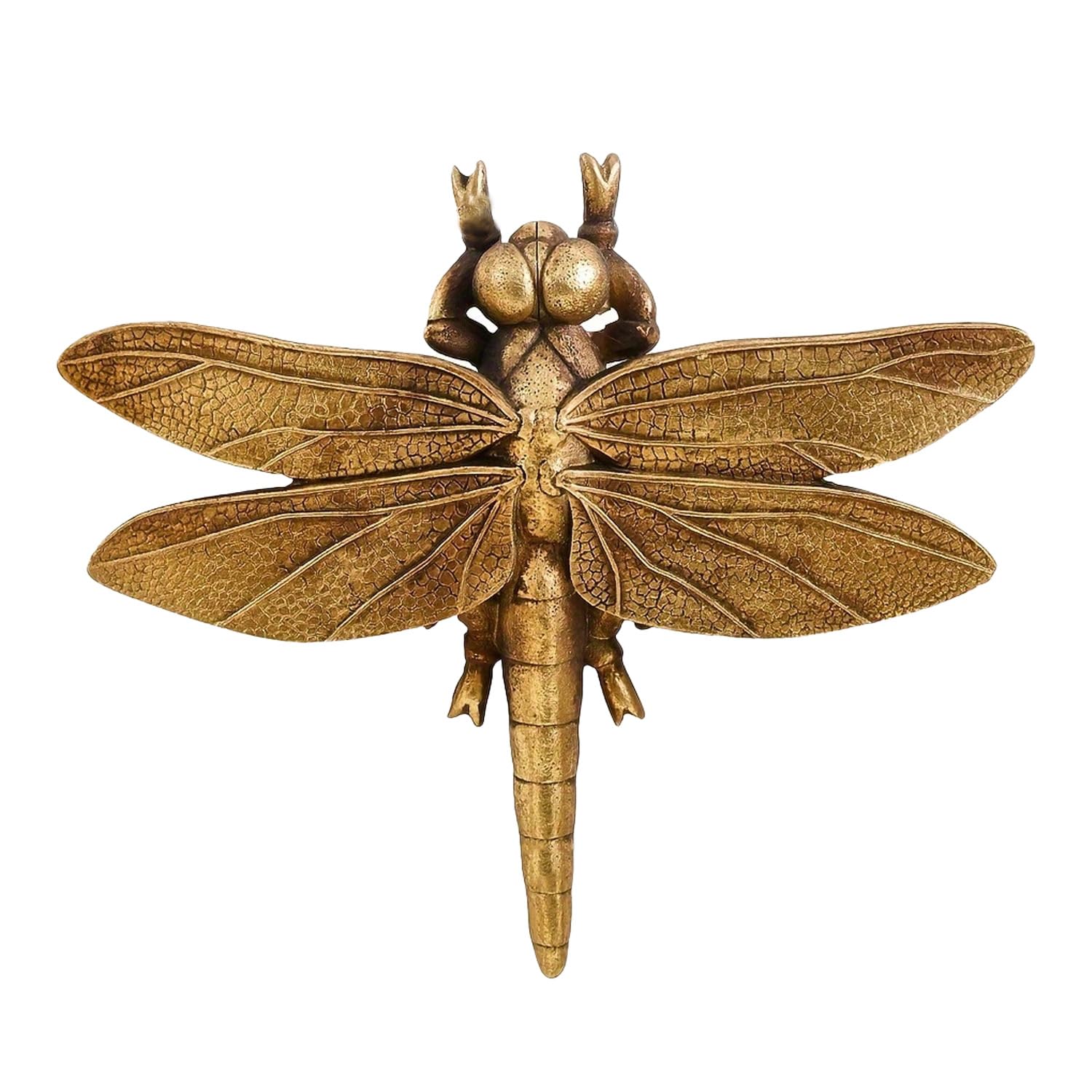 KISWIAR Gold Dragonfly Figurine, Dragonfly Statue, Mini Insect Ornament, Resin Insect Design Wall Mounted Decoration for Office Desktop (Golden)