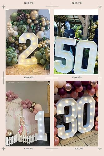 Miniatura 7 de LANGXUN 40inch Gold Large Led Light Up Numbers 5 for 5th 50th Birthday Decor, With Hot Glue Gun and Bracket, Marquee light up Numbers Party Wedding