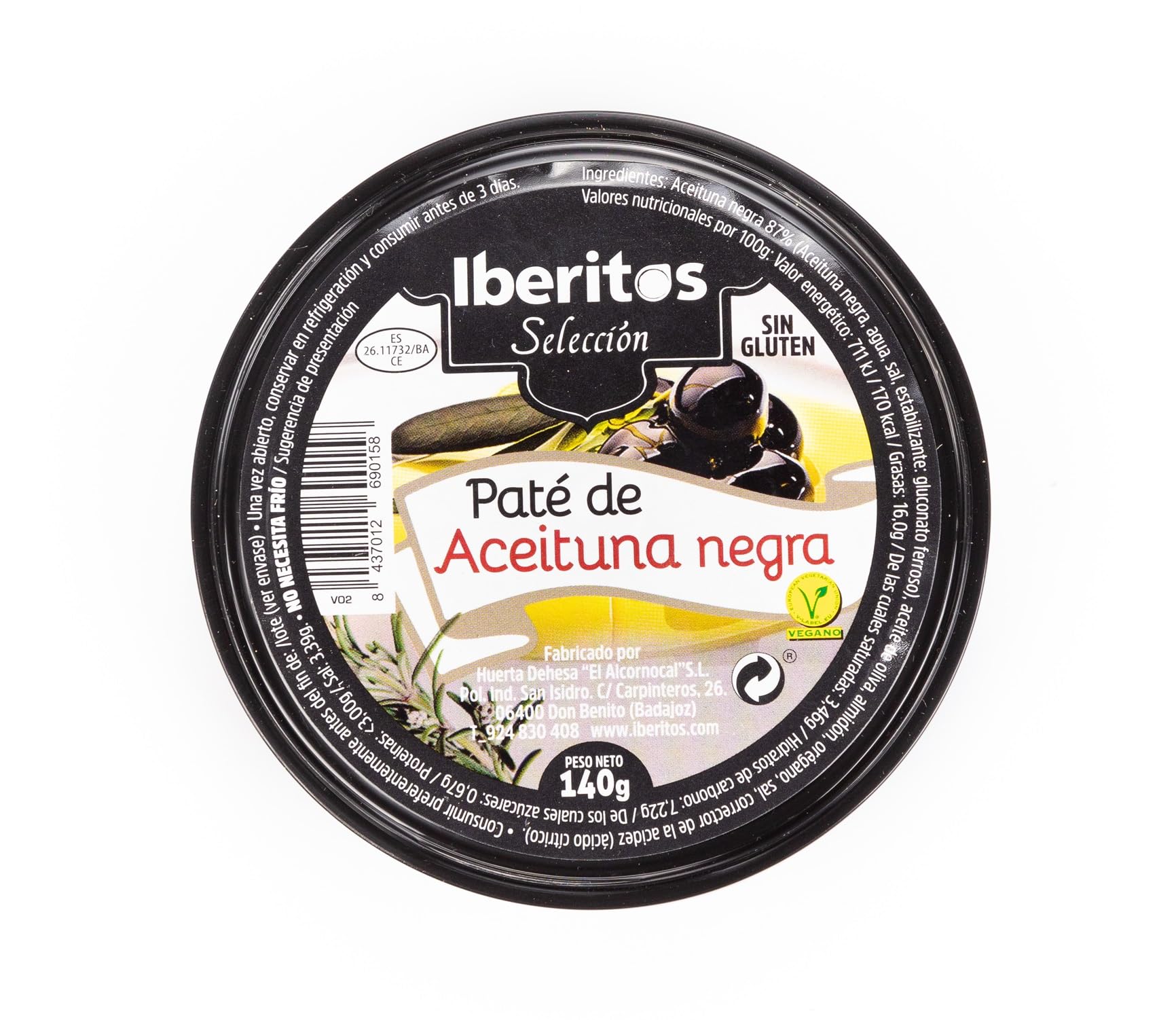 Iberitos - Paté de Aceituna Negra - 10 Latas x 140 gr