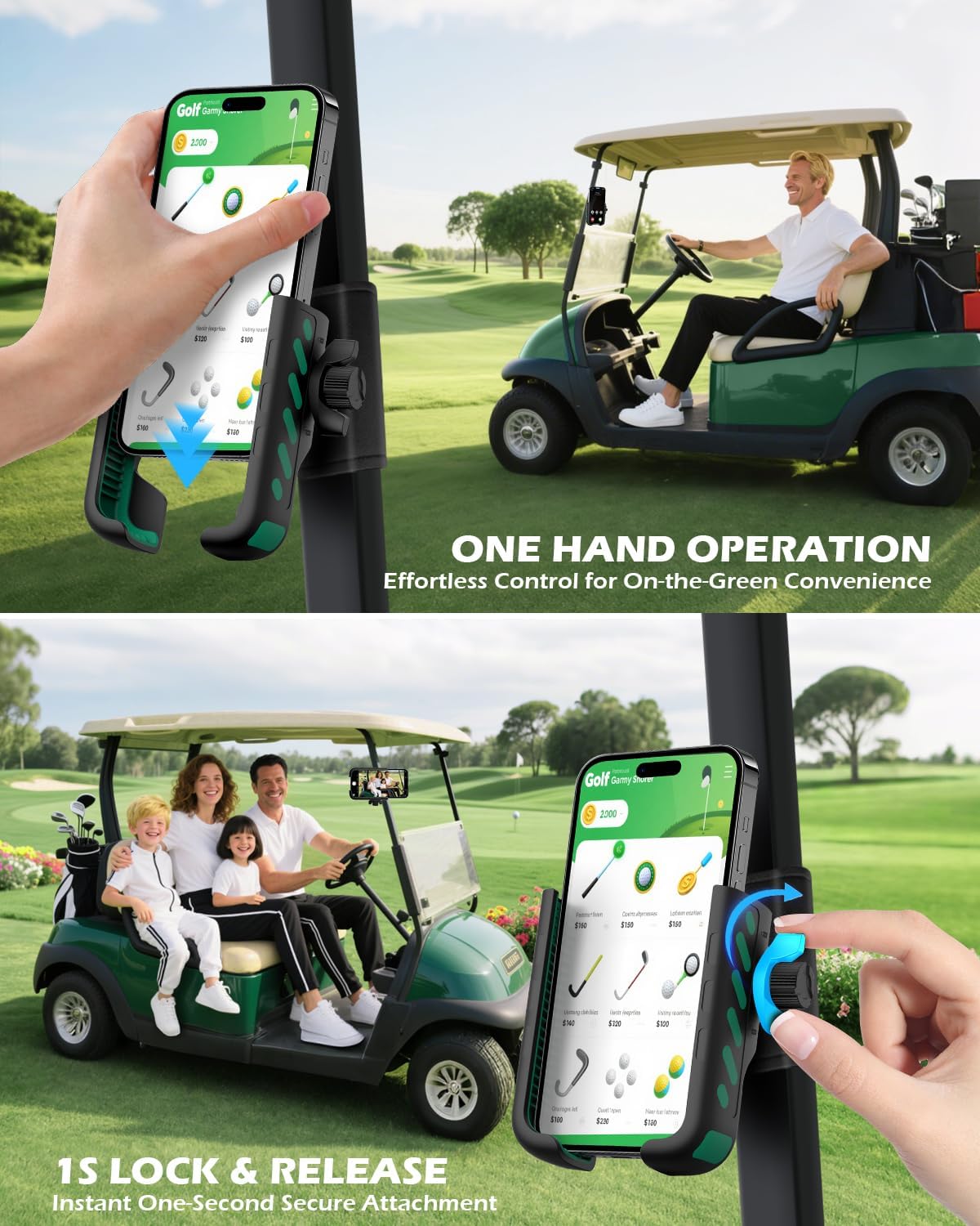 FLORICH Golf Cart Phone Holder Mount Magnetic Phone Holder Compatible with EZGO/Club Car/Yamaha, Ultra Strength 52 Magnet Cell Phone Caddy Compatible with iPhone/Galaxy/Google Pixel