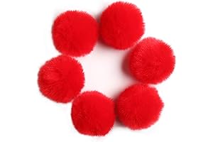 SUSULU 6 Pcs Red Fluffy Pom Pom Balls for Crafts