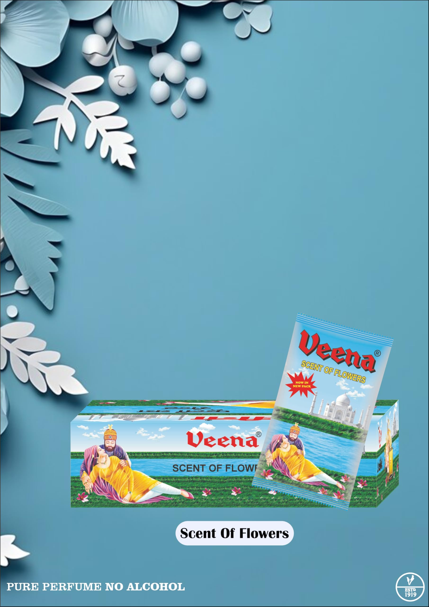 Veena SCENT OF FLOWERS PACK OF 25 POUCH FLORAL Original Pure Long-Lasting Attar By Noman 100% Alcohol Free Best for Men And Women