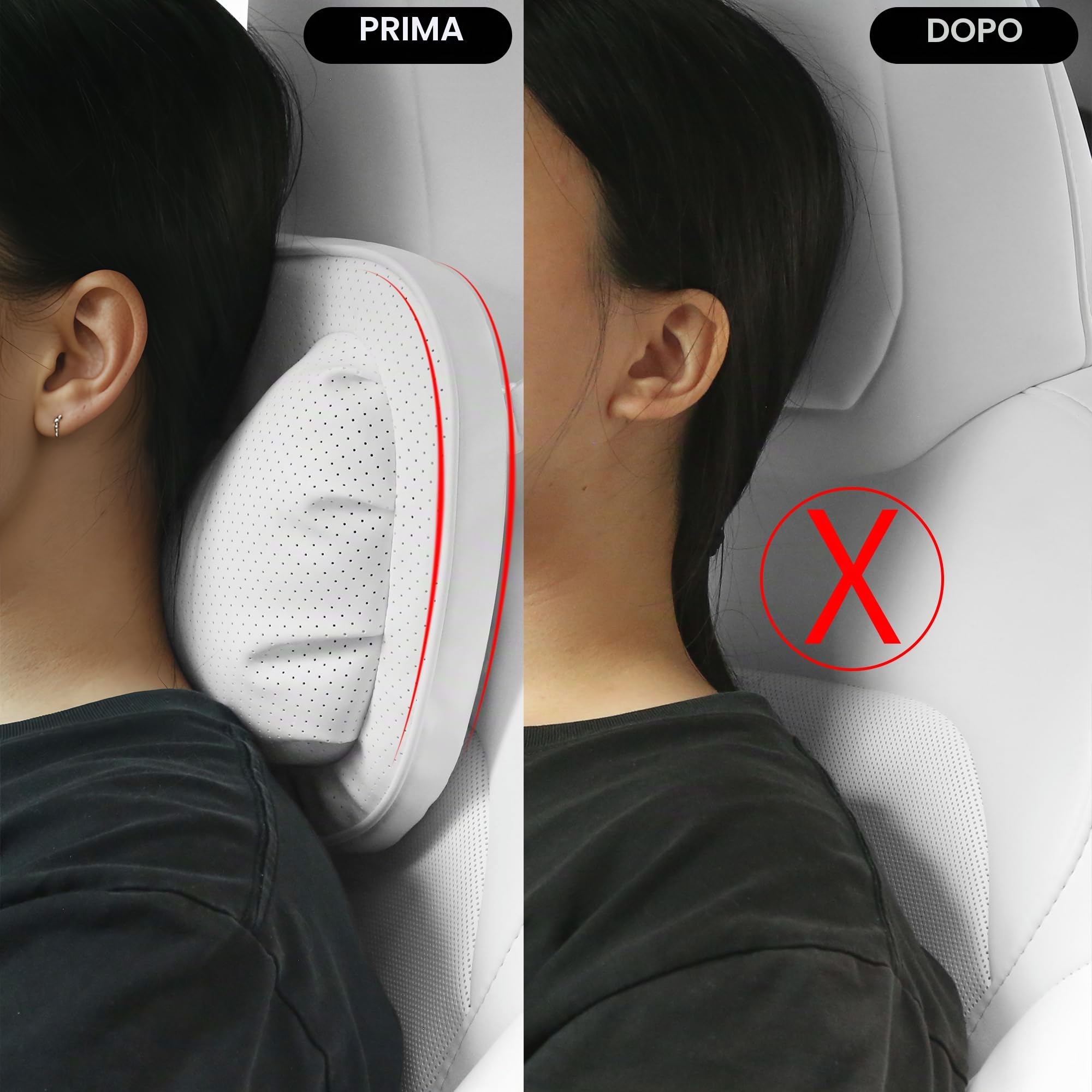 Poggiatesta Auto Cuscino, Supporto Ergonomico Cuscini Cervicale Collo Pillow Supporto Testa Seggiolino Auto per la Guida, Gioco, Ufficio Sedia, Bianco, 2 Confezione