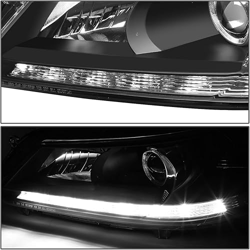 Miniatura 10 de Auto Dynasty Conjunto de faros delanteros LED DRL compatible con Honda Accord 4 puertas Sedan 2013-2015, lado del conductor y del pasajero, lente
