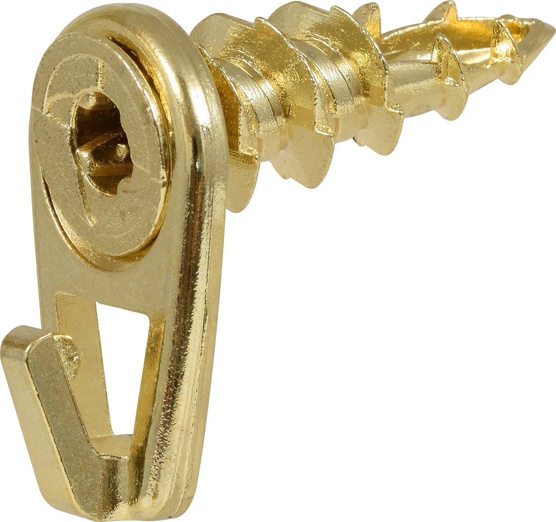 Hillman 122403 Small Self-Drilling White Wall Driller Picture Hangers 50lbs Package of 2, Brass