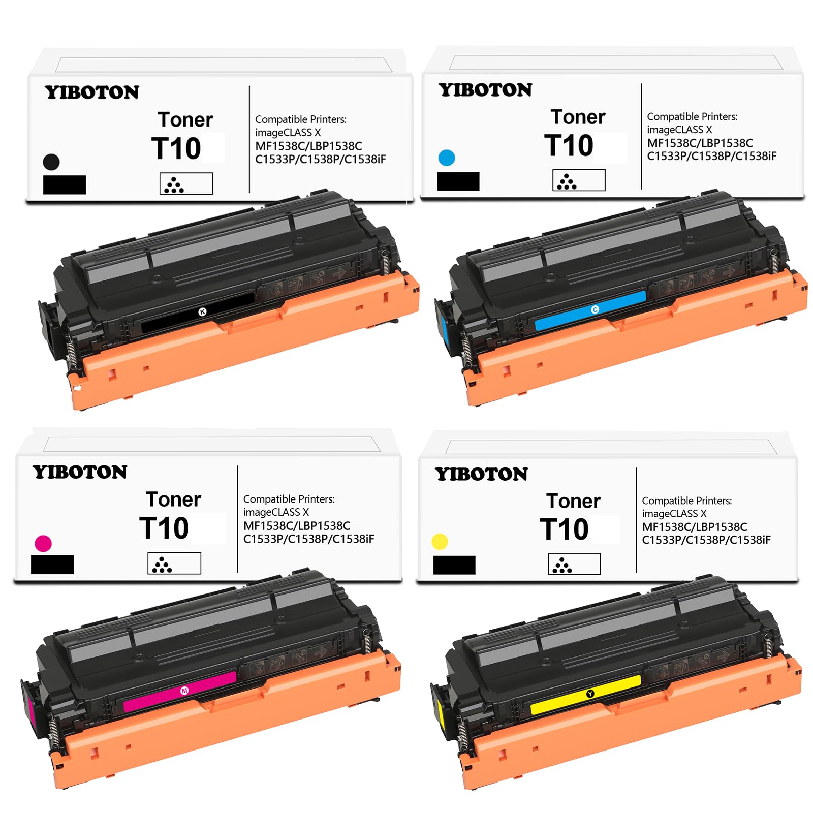 T10 T10L High-Capacity Toner Cartridge 4-Pack with New Chip | Compatible for Canon T10 T10L for Color imageCLASS X LBP1538C MF1538C C1533P C1538P C1538iF Printers