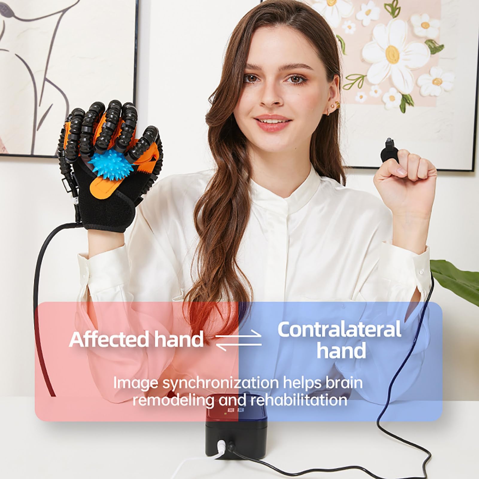 GAOXIAO Gants Robotisé de Rééducation de la Main, Gauche Droit AVC pour Les Mains, Personnes Paralysées Après Un Avc, Équipement de Récupération Thérapie de la Main Left L