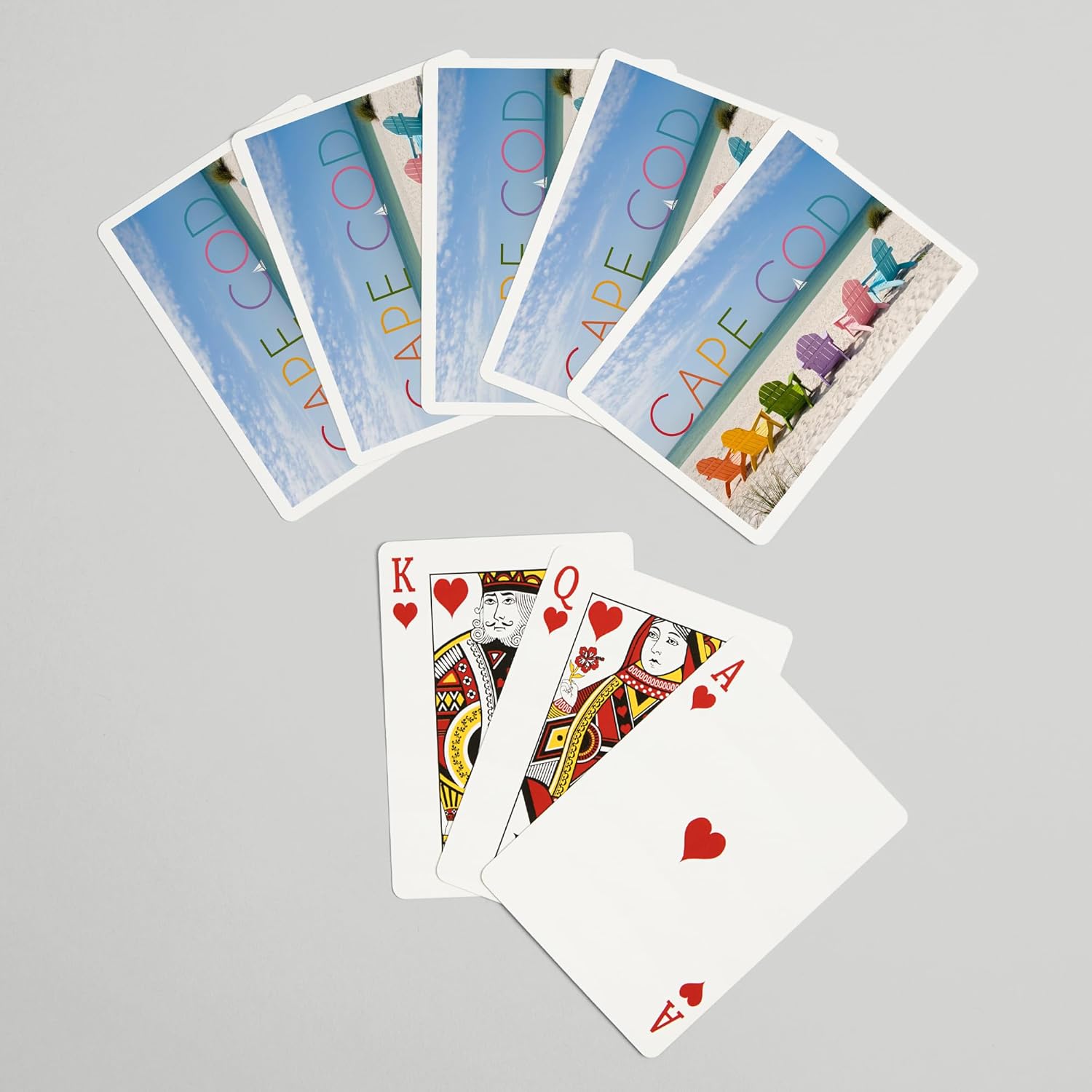 Lantern Press Cape Cod, Massachusetts, Colorful Beach Chairs, 52 Playing Cards for Adults, Poker Size Card Deck