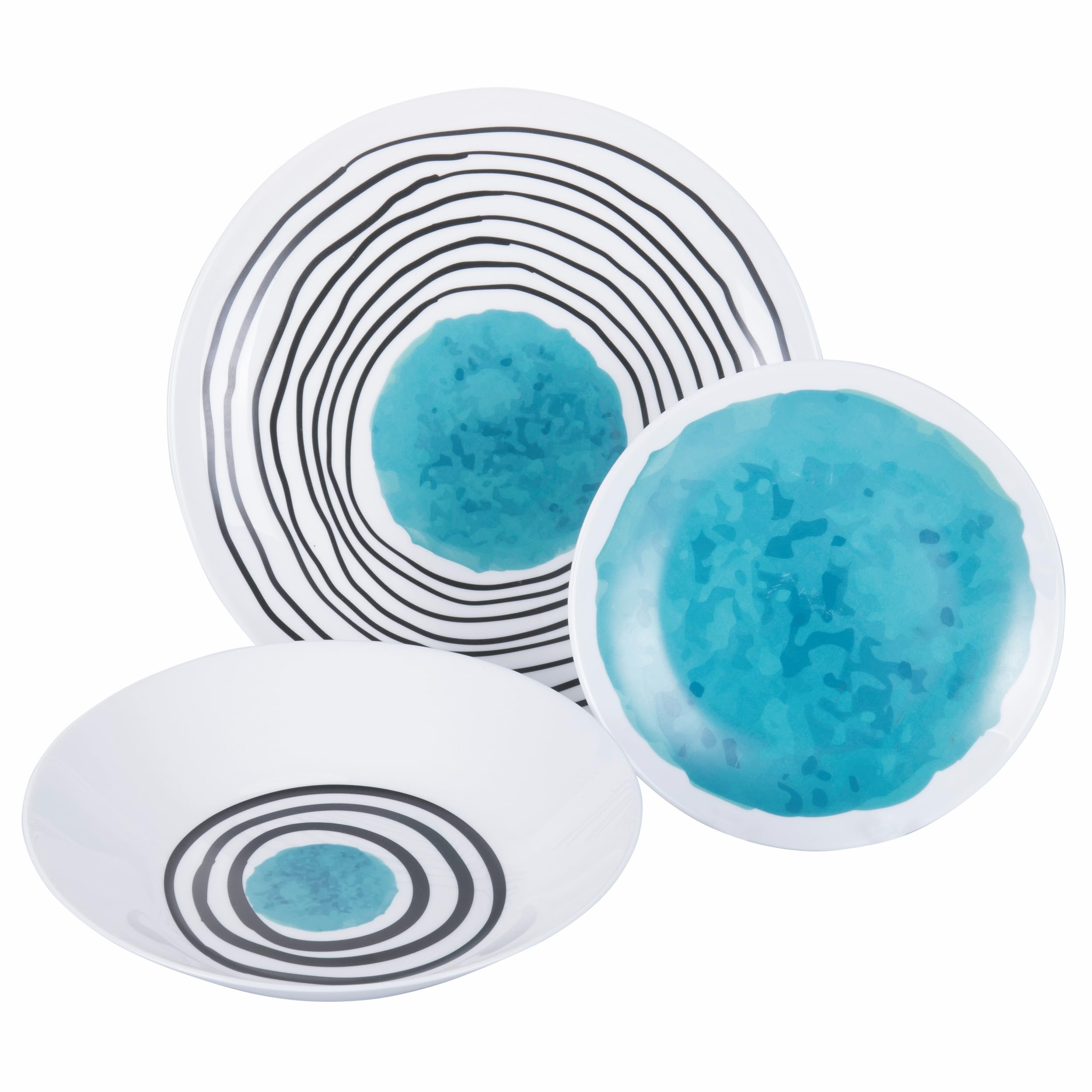 Servizio Piatti Villa D'Este Tivoli - 18 Pezzi, Vetro Opalino, Decor Venice Lido - Foto 2