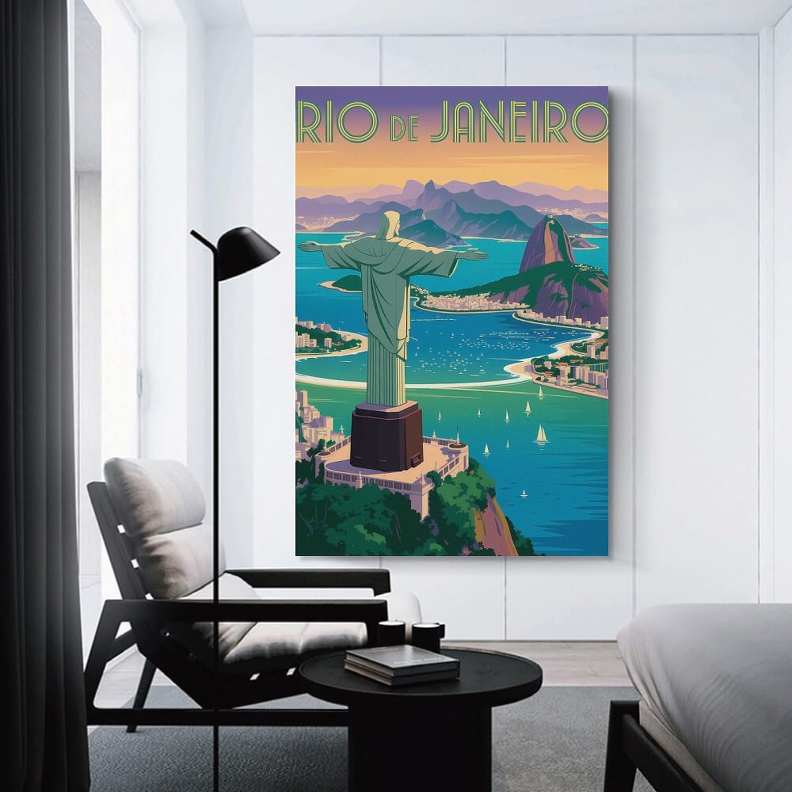 Junmoney Rio De Janeiro Christ The Redeemer Vintage Wall Art Print 24x36inch(60x90cm), for Hallway, Entryway Or Landing, A Neat Decor Update for Hallways, for Everyday Interiors