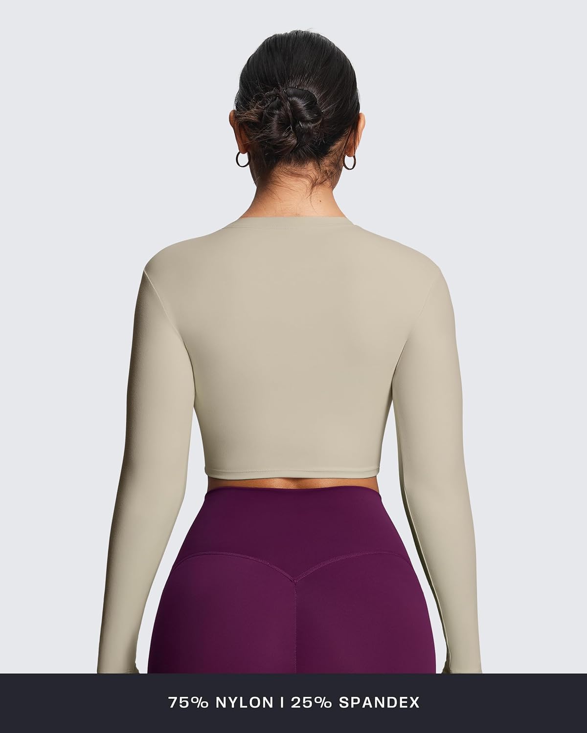 Aoxjox Long Sleeve Crop Tops for Women Classic Longline Workout Fitness Cropped T Shirt Top - Image 4