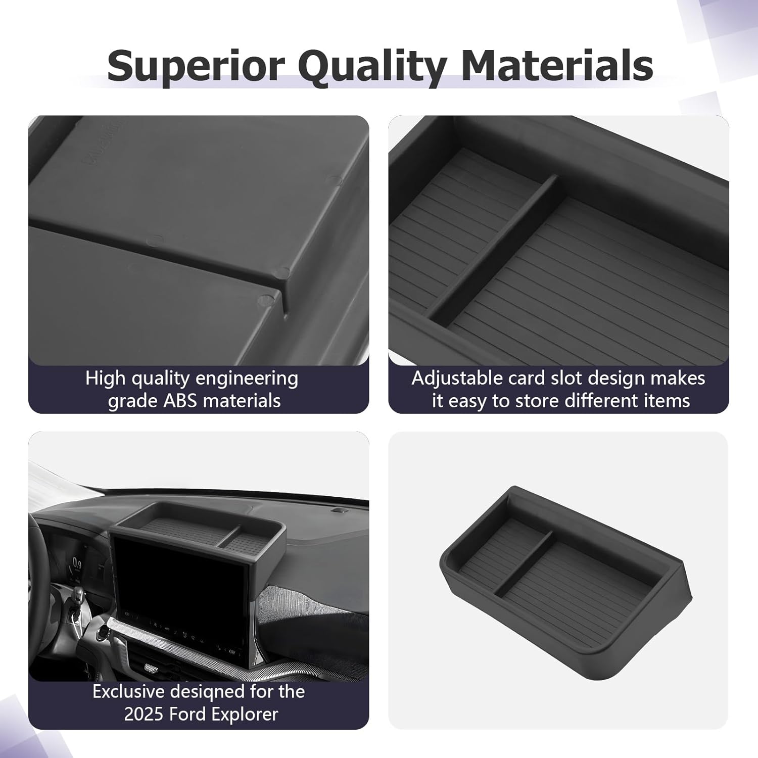 LUWU for 2025 Explorer Dashboard Storage Tray 2025 Ford Explorer Active/ST-Line/Platinum/ST 13.2-inch Behind Screen Organizer Center Console Display Box Dash Tray Explorer 2025 (Only for 13.2" Screen)