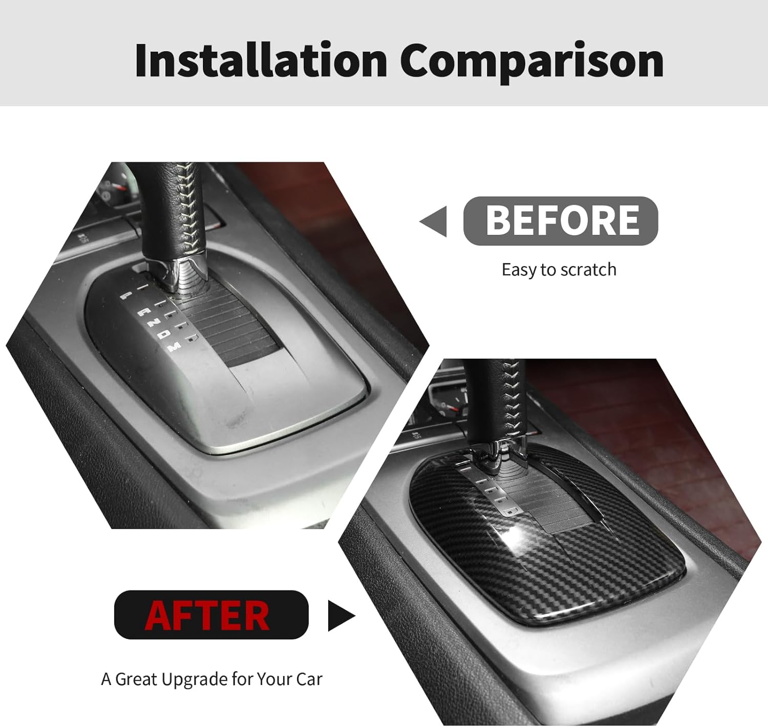 RT-TCZ Carbon Fiber Center Console Gear Shift Panel Cover Trim Kit Interior Accessories for Chevy Camaro 2010-2015,2PCS