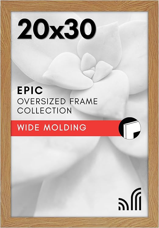 Americanflat 20x30 Poster Frame with Polished Plexiglass - Wide Picture Frames Made of Engineered Wood for Vertical or Horizontal Wall Display - Epic Collection - Pine