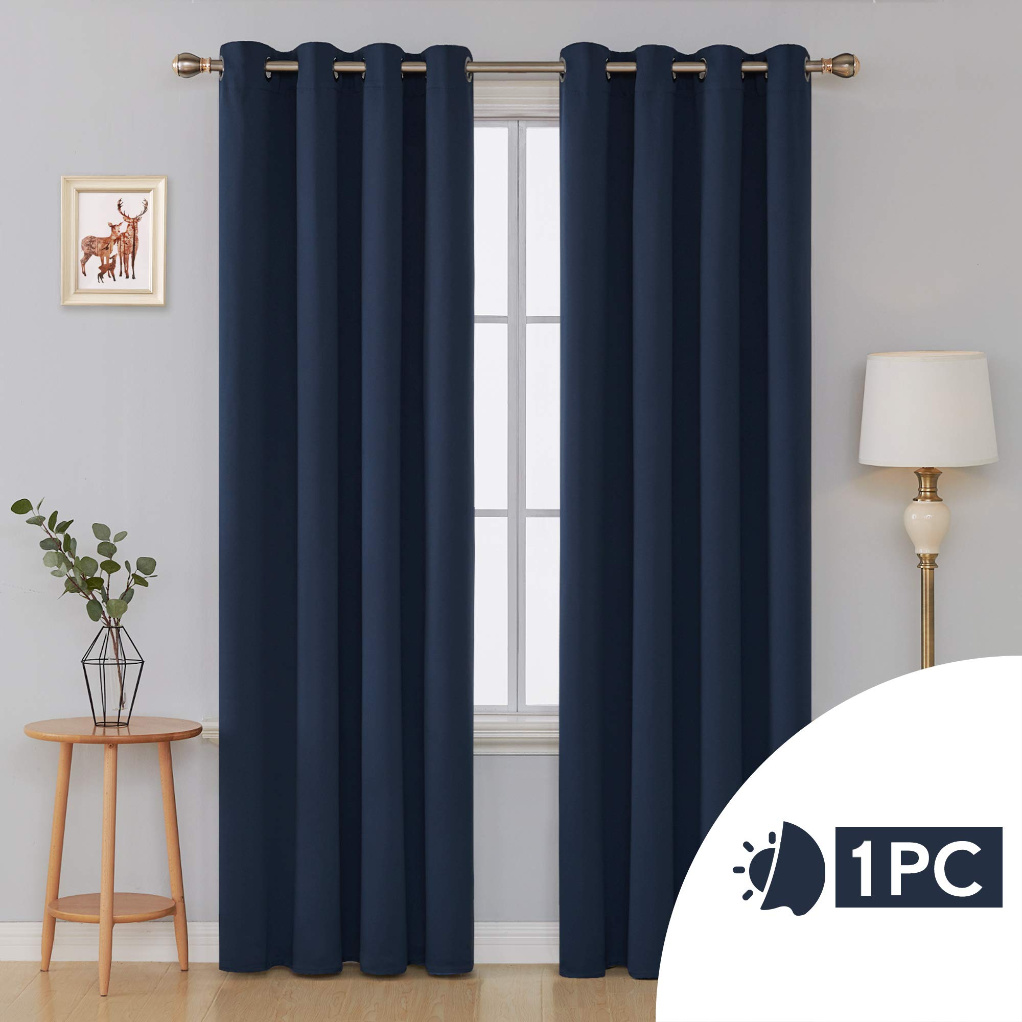 Deconovo Blackout Curtains Thermal Insulated Room Darkening Curtains Energy Saving Super Soft Eyelet Curtains for Bedroom 55 x 114 Inch Navy Blue 1 Panel - Image 4